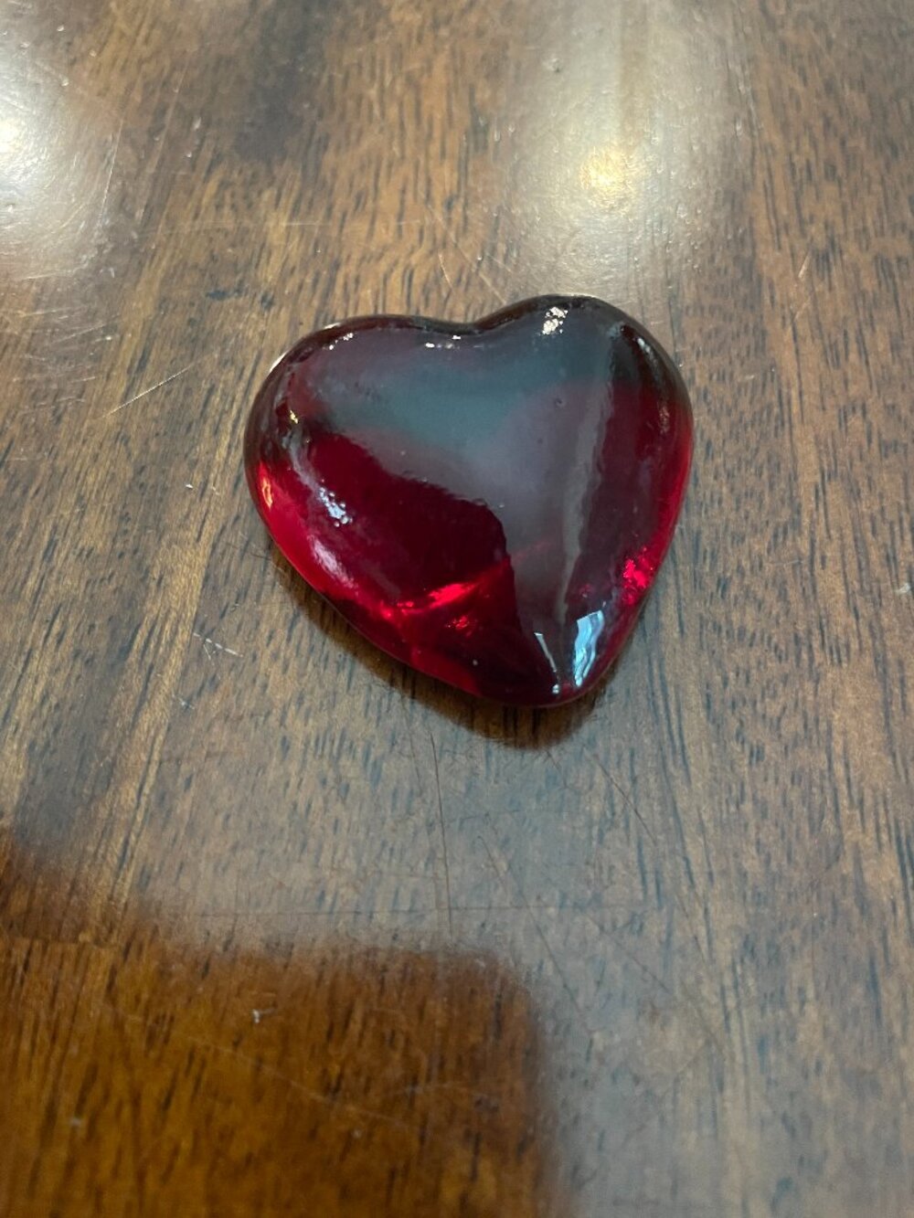 Red Glass Heart Decorative Art Glass 2.5" Smooth Finish Small Paperweight